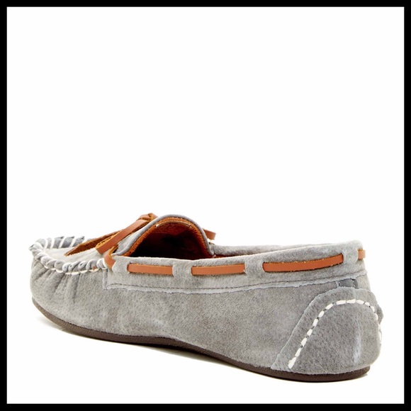 GREY GENUINE SUEDE SLIP ON MOCCASIN FLATS - Picture 5 of 8